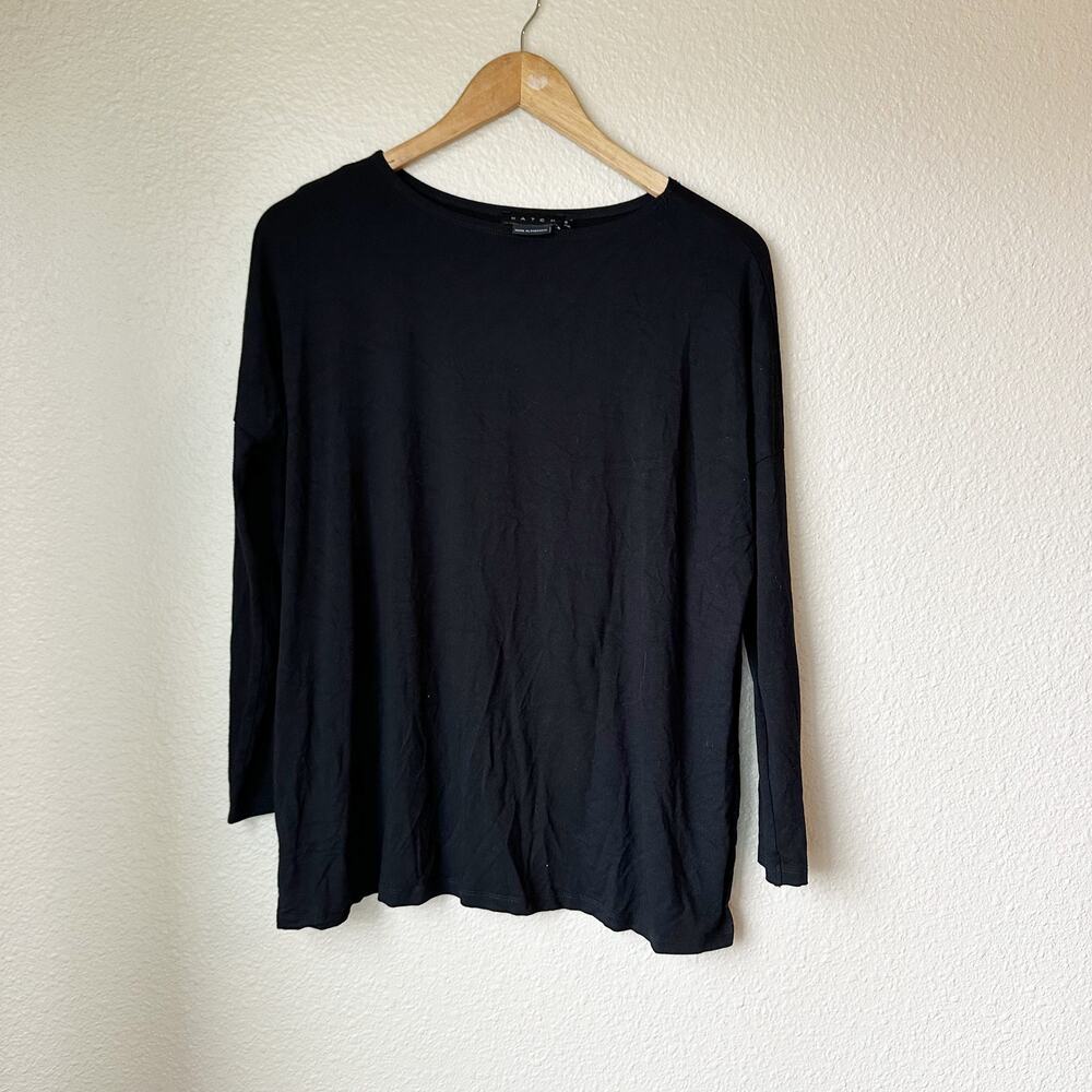 Hatch The Long Sleeve Tee Black Maternity Top Soft Viscose Size 0 / XS